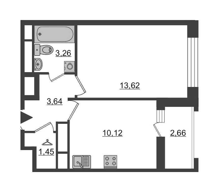 Однокомнатная квартира в : площадь 33.42 м2 , этаж: 11 – купить в Санкт-Петербурге